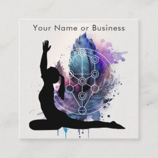 Boho Modern Yoga Meditation Sacred Geometry Square Business Card