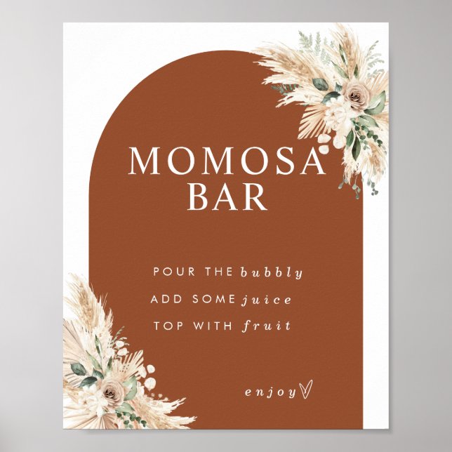 Boho Momosa Terracotta Pampas Grass Bar Poster (Front)
