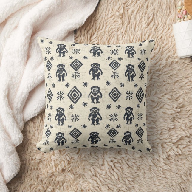 Boho Monkey Jungle Safari Pattern (2) Cushion (Blanket)