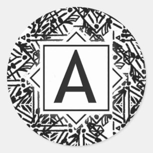 Boho Monogram 'A' Classic Round Sticker