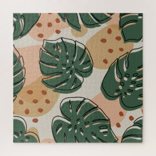 Boho monstera: abstract tropical pattern jigsaw puzzle