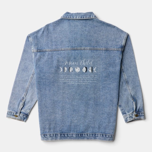 Boho Moon Child | Moon Phases Custom Denim Jacket (Back)