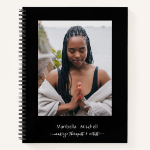 Boho Moon Crystals Feathers Flower Vertical Photo Notebook