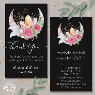 Boho Moon Crystals Feathers Flowers Thank You Business Card