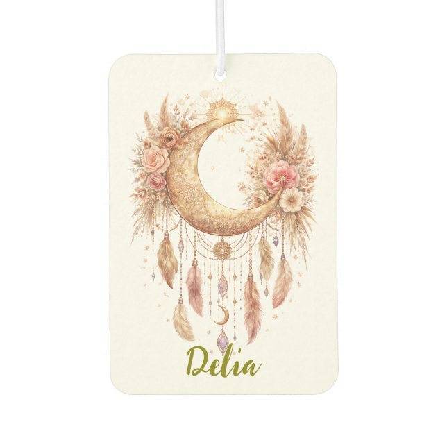 Boho Moon Mystical Vibe Car Air Freshener (Front)