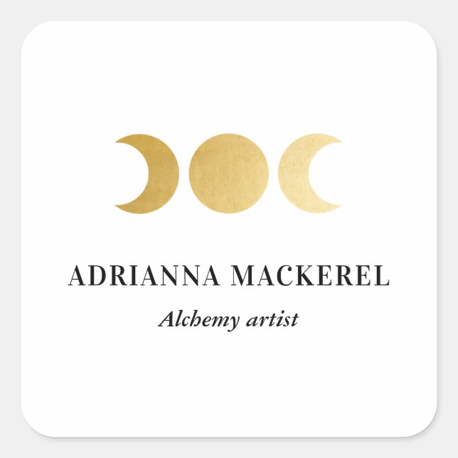 Boho Moon Phase Faux Gold Foil Modern  Square Stic Square Sticker (Front)