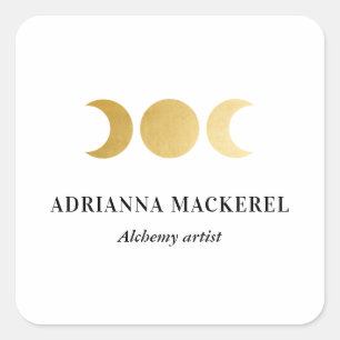 Boho Moon Phase Faux Gold Foil Modern  Square Stic Sticker