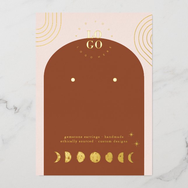 Boho Moon Phase | Terracotta Earring Display Card (Front)