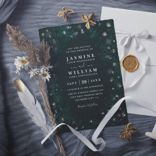 Boho Moonlit Garden Rustic Elegant Modern Wedding Invitation