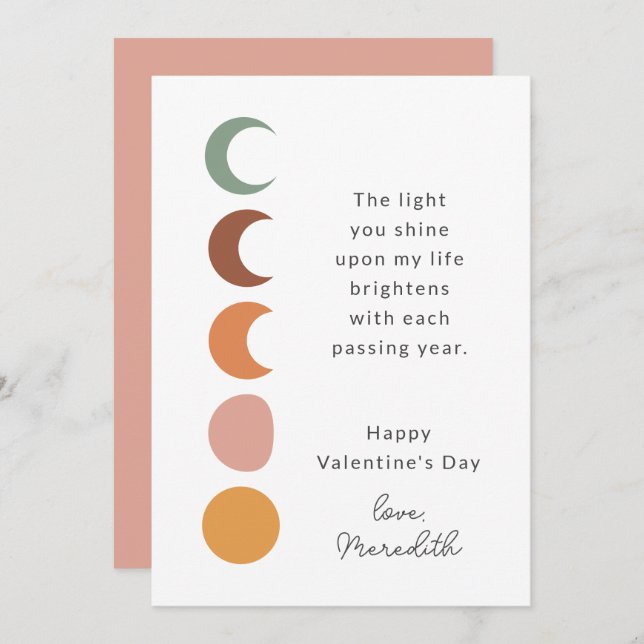 Boho Moons Inspirational Saying Valentine Card (Front/Back)