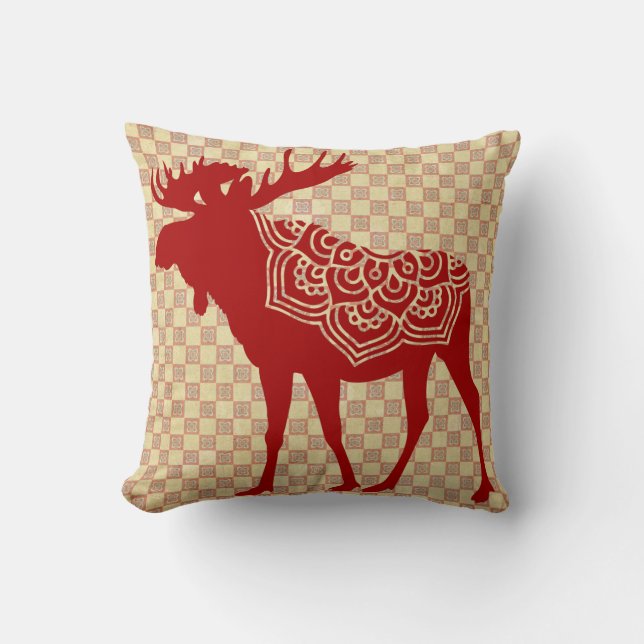 Boho Moose Silhouette Cushion (Front)