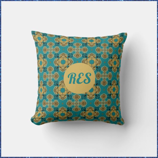 Boho Moroccan Tile Inspired Monogram Cushion (Creator Uploaded)