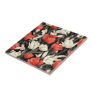 Boho Moroccan Tulip Ceramic Tiles For Bath Accent