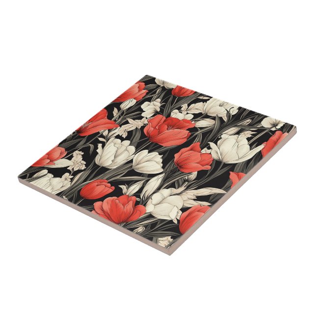 Boho Moroccan Tulip Ceramic Tiles  For Bath Accent (Side)