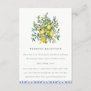 Boho Moroccan Yellow Lemon Tree Wedding Reception Enclosure Card