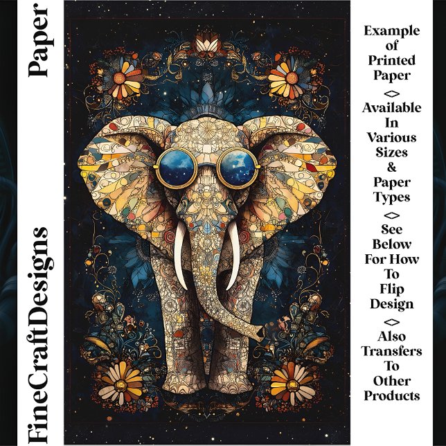Boho Mosaic Elephant, Sunglasses, CP9 Craft Paper (Creator Uploaded)