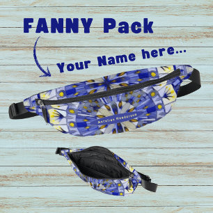 Boho Mosaic Mandala Tile Navy Blue - Fanny Pack