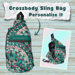 Boho Mosaic Mandala Tile Teal Ocean - Sling Bag