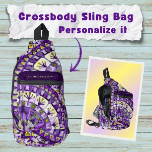 Boho Mosaic Mandala Tile Violet Flame -  Sling Bag
