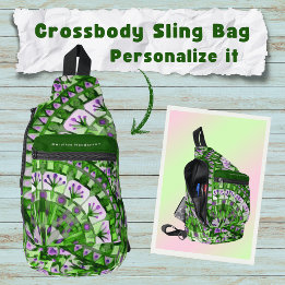 Boho Mosaic Tile Green Grass -  Sling Bag