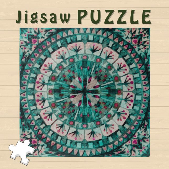 Boho Mosaic Tile Teal Ocean -  Jigsaw Puzzle (Creator Uploaded)