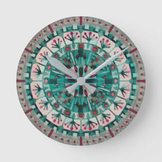 Boho Mosaic Tile Teal Ocean -  Round Clock