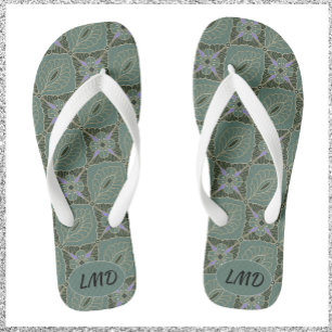 Boho Moss Green Batik Print Jandals