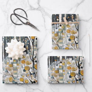 Boho Mountain Aspen Tree Scene Wrapping Paper Sheet