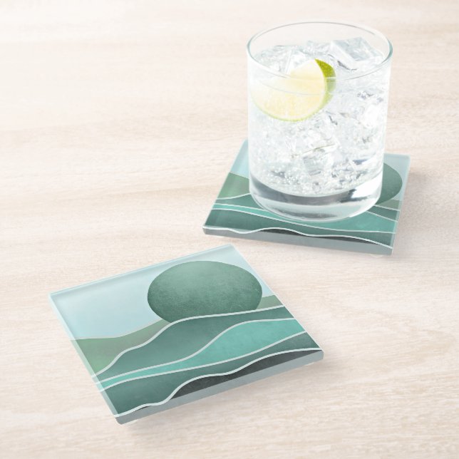 Boho mountain glass coaster (Angled)
