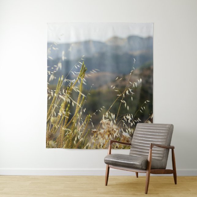 Boho Mountain Grass Natural Landscape Tapestry (In Situ)