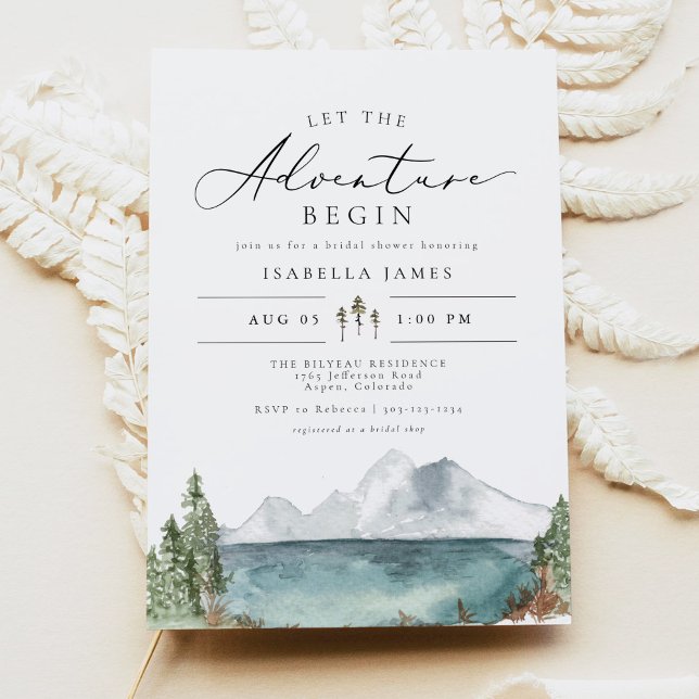 Boho Mountain Lake Boho Adventure Bridal Shower Invitation (Creator Uploaded)