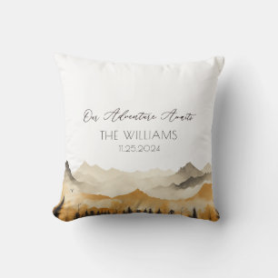 Boho Mountain Wedding Couple Cushion