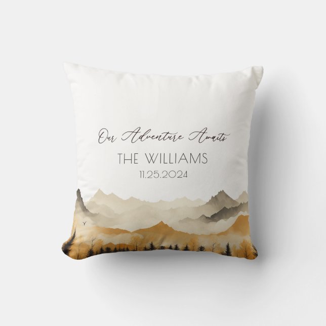 Boho Mountain Wedding Couple  Cushion (Front)