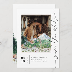 Boho Mountain Wildflower Photo Save the Date