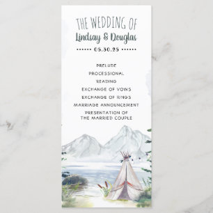 Boho Mountains Adventure Wedding Programs Programme