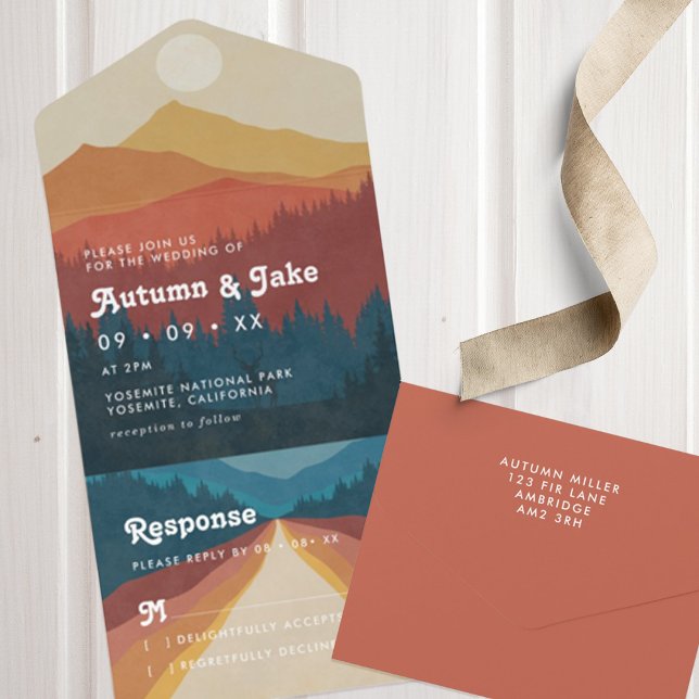 Boho Mountains & Forest Retro  All In One Invitation (Creator Uploaded)