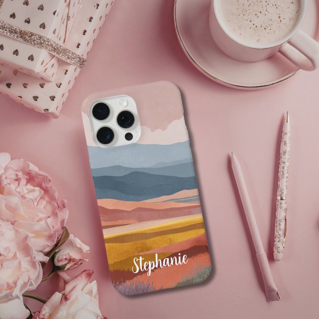 Boho Mountains Landscape Colorful Dreamy iPhone Case (Creator Uploaded)