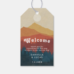 Boho Mountains Retro Wedding Welcome Gift Tags