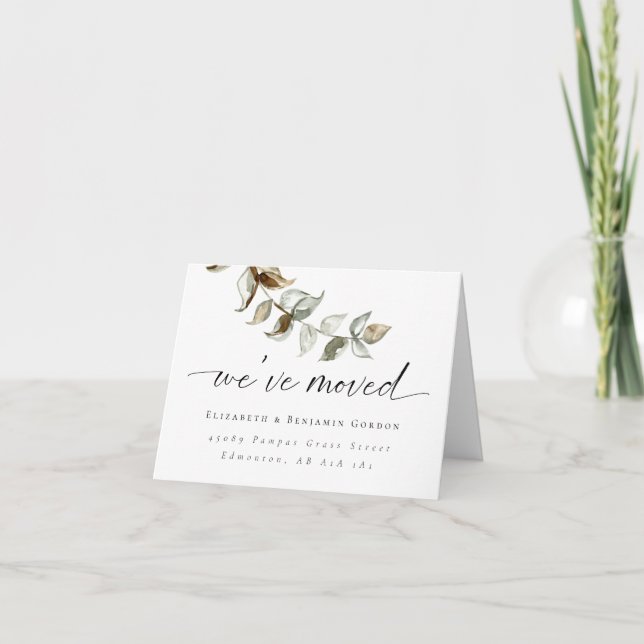 Boho Moving Announcement Minimal Script Elegant (Front)
