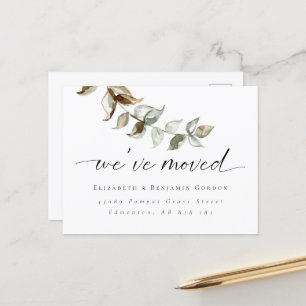 Boho Moving Announcement Minimal Script Elegant Postcard