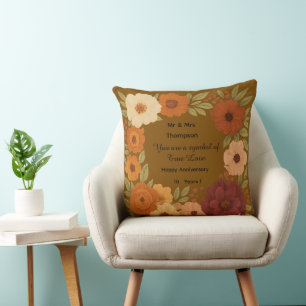 Boho Mr & Mrs Floral Throw Pillow Gift