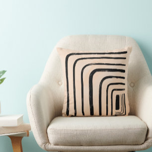Boho mudcloth neatral black and creme feminine cushion