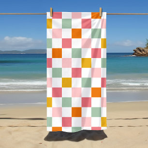 Boho Multicolor Chequerboard Beach Towel