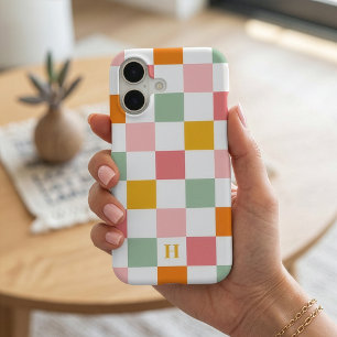 Boho Multicolor Chequerboard Monogram