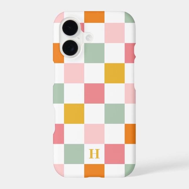 Boho Multicolor Chequerboard Monogram (Back)