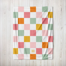 Boho Multicolor Chequerboard Monogram