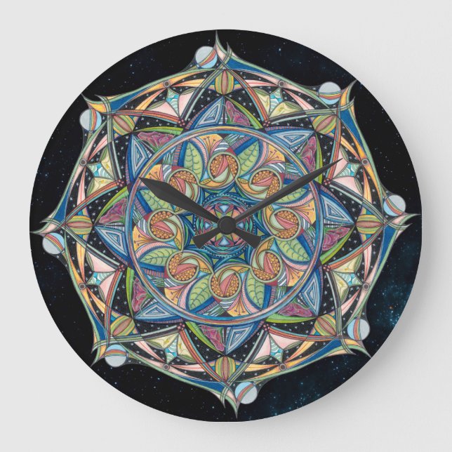 Boho Multicolor Mandala Clock (Front)