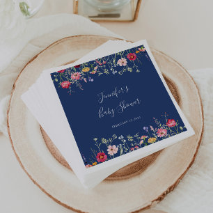 Boho Multicolor Wildflower Baby Shower Napkin