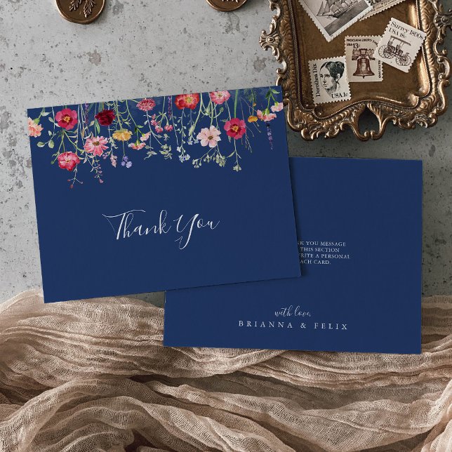 Boho Multicolor Wildflower Flat Wedding Thank You Card (Creator Uploaded)