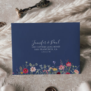 Boho Multicolor Wildflower Self-Addressed RSVP  Envelope